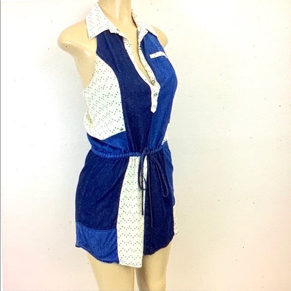 Viva Vena! Dress S Shirt Style Patchwork Denim - Picture 1 of 6